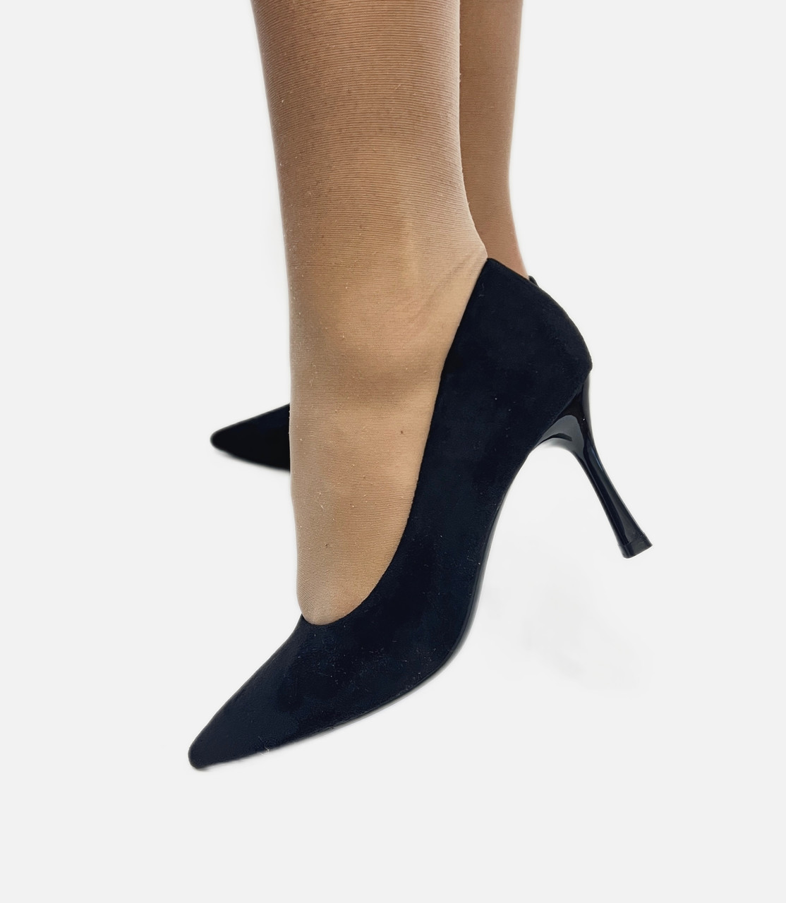 Чорні туфлі човник замш шпилька 35 36 37, фото 1