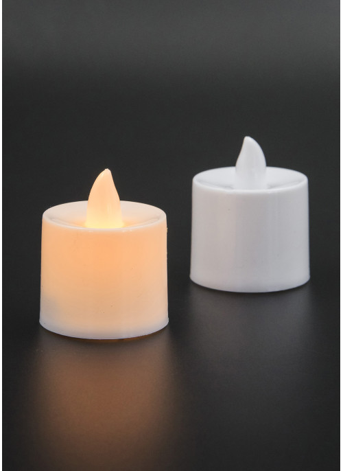 Свічка електрична на батарейках Ø3,5см, висота 3см, біла, світло жовте 12305, фото 1