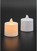 Свічка електрична на батарейках Ø3,5см, висота 3см, біла, світло жовте 12305