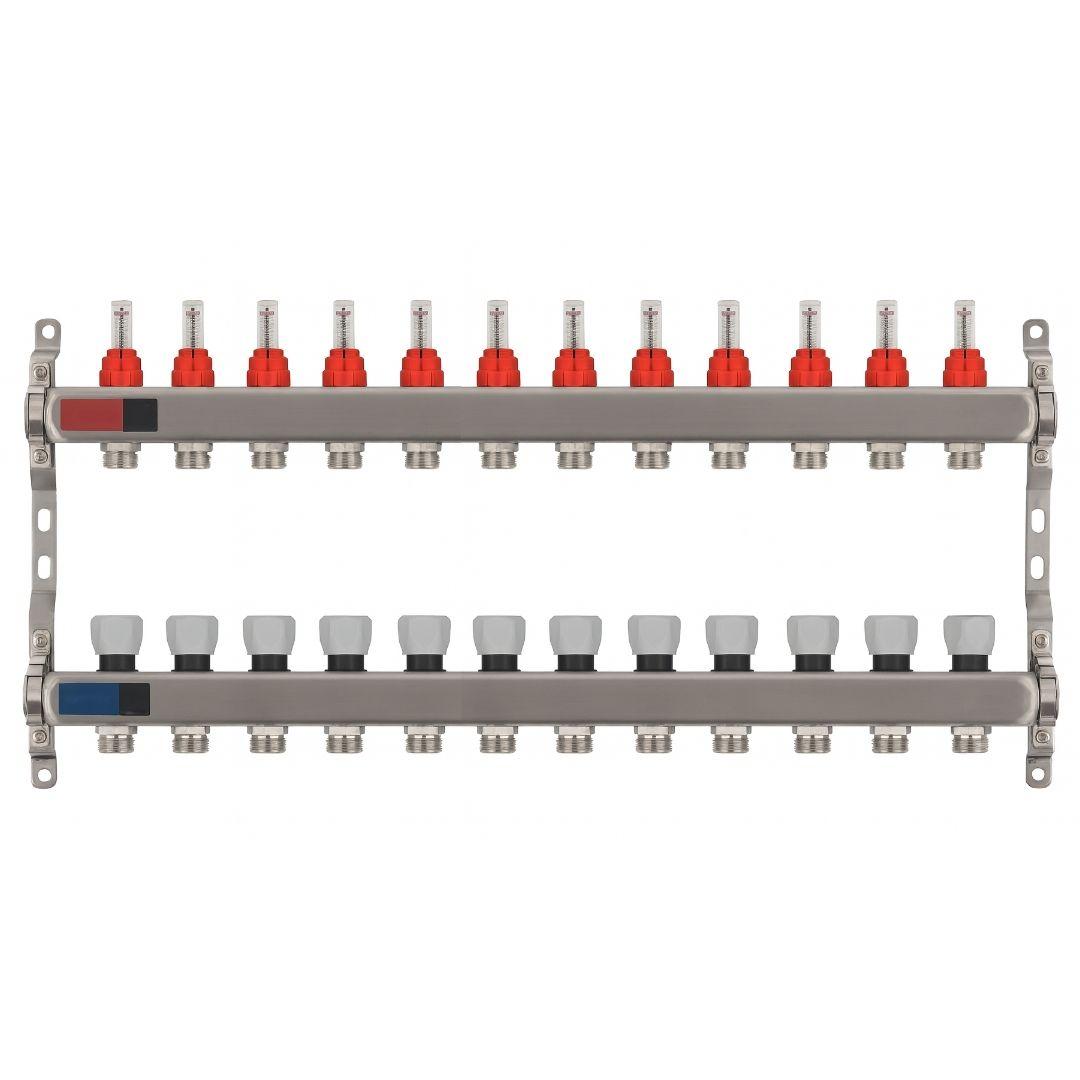 Колектор Standard 1" - 3/4" на 12 виходів в зборі для теплої підлоги, фото 1