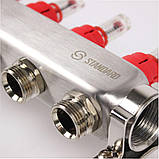 Колектор Standard 1" - 3/4" на 3 виходи в зборі для теплої підлоги, фото 6