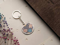 Металевий брелок з УФ-друком двосторонній. Знак Зодіаку "Близнюки" 40мм.