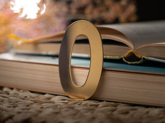 Металева цифра 0 для дверей номерів, кабінетів, квартир, будинку з нержавіючої сталі 8см. Колір "золото"., фото 1