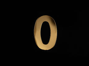 Металева цифра 0 для дверей номерів, кабінетів, квартир, будинку з нержавіючої сталі 8см. Колір "золото"., фото 2