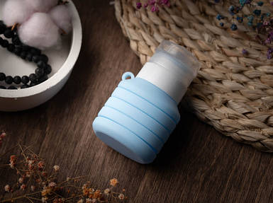 Флакон силіконовий складний. Колір блакитний 130х50мм(85х50мм)