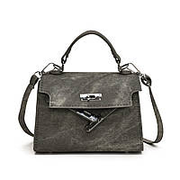 Жіноча сумка 8594 крос-боді на ремінці темно сіра