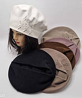 Оптом Берет кашемір з прикрасою подвійний в Україні