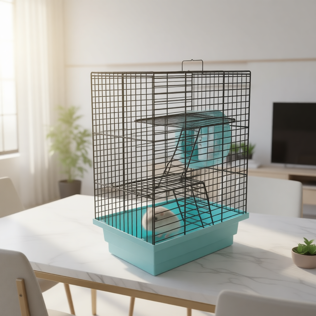Клітка для хом'яка триповерхова "Дім"(280х180х320) фарба блакитна