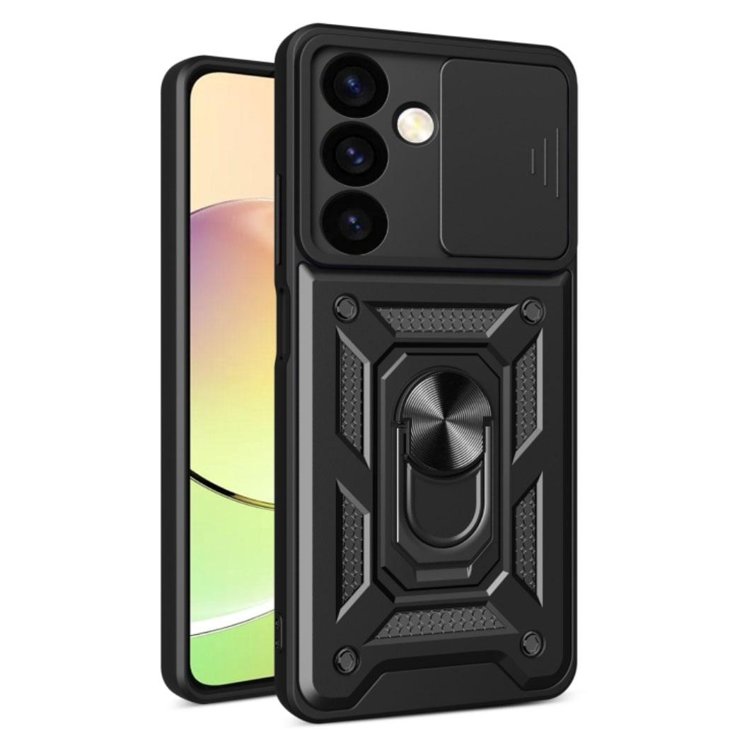 Чохол Primo Shockproof для Samsung Galaxy S24 (SM-S921) - протиударний, з підставкою і шторкою камери - Black, фото 1