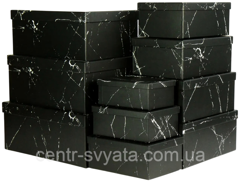 Набір подарункових коробок "Мармур чорний" 10 шт