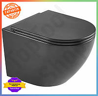 TS Унітаз підвісний Mixxus чорний матовий Extra Line із системою змиву TORNADO 3.0 для ванної кімнати туалет сан SHT55_Q