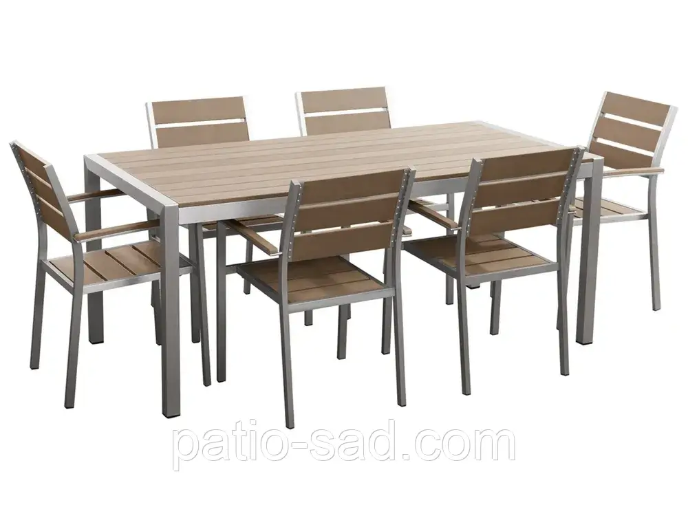 Елегантний садовий стіл зі стільцями з алюмінію VERNIO , Коричневий колір, фото 1