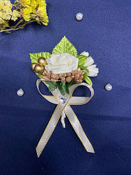 Весільна бутоньєрка для нареченого, свідків та гостей золото. Бутоньєрка на весілля.