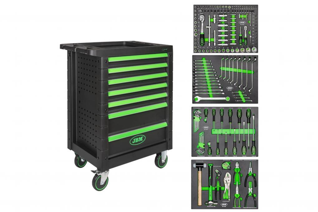 Візок з інструментами 7 секцій 172 од. (зелений) JBM 53904 UA61, фото 1