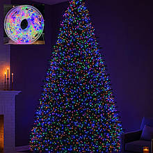 Гірлянда-нитка Роса Хвойна лапа 100 метрів 3000 LED, біла нитка, мультиколір