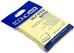 Папір для нотаток з липким шаром EconoMix 75х75мм 100аркушів, пастель жовтий E20932