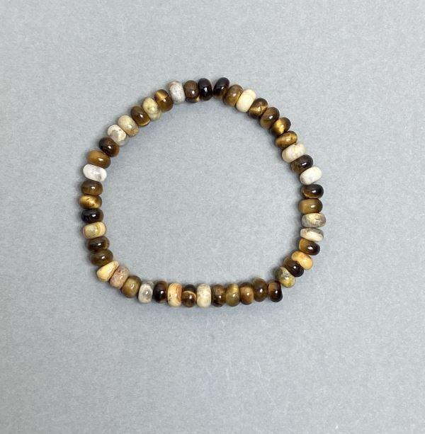 Браслет Тигрове Око та Яшма рондель d-6,5х3,5мм+-- L- 18см стрейч, фото 1