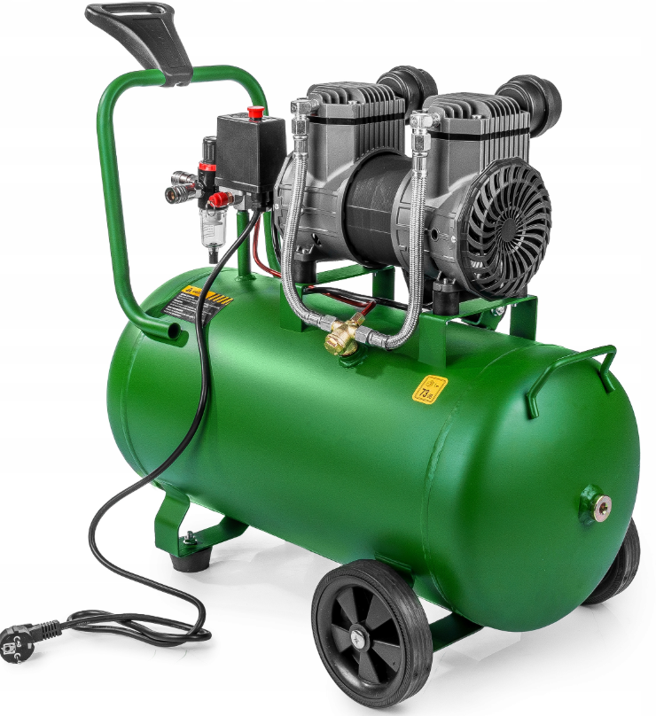 Безмасляний компресор Wuber 50 л, 1500 Вт, 8 бар, 200 л/хв, 2 циліндра, фото 1