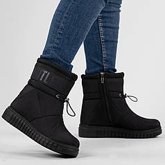 Дутики жіночі чорні з хутром на замок (4414)