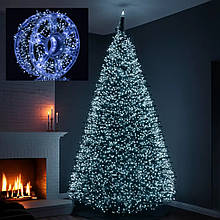 Гірлянда-нитка Роса Хвойна лапа 100м 3000LED, зелена нитка, білий