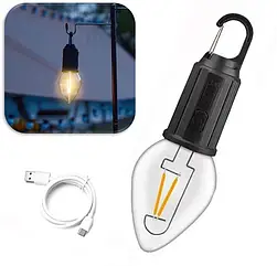 Акумуляторна лампа підвісна USB кемпінговий ліхтарик-лампочка на акумуляторі з карабіном