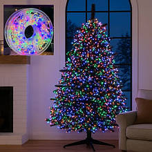 Гірлянда-нитка Роса Хвойна лапа 50 метрів, 1500 LED, біла нитка, мультиколір