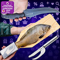 Дошка для риби дерев'яна 600 мм із фіксатором хвоста та зручною конструкцією для стабільного чищення