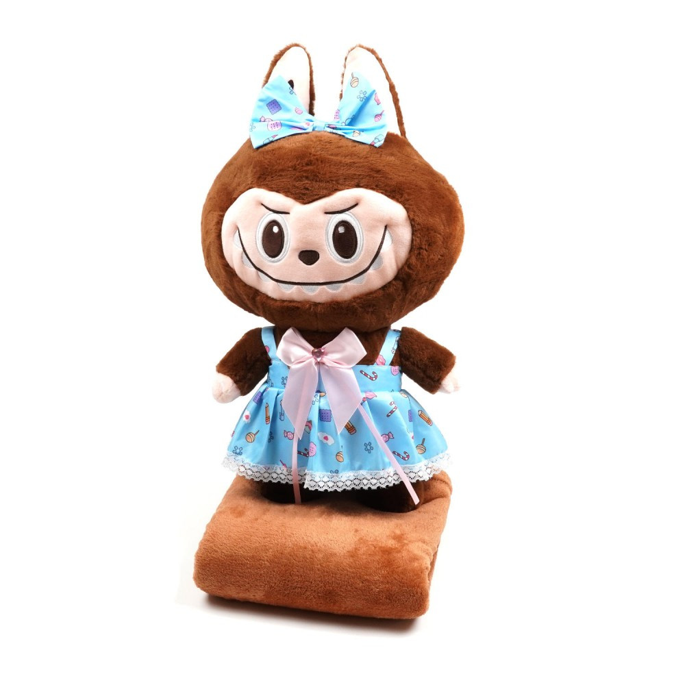 М'яка іграшка подушка Лабубу з пледом усередині, висота 55 см, фото 1