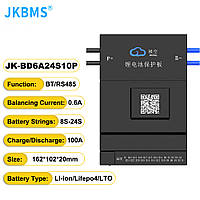 BMS плата JK-BD6A24S10P 7-24S 100A 0,6A 24В/36В/48В/64В/72B/84B Li-ion/Lfepo4/LTO Активне балансування