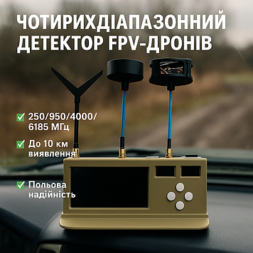 Антидрон детектор FPV-дронів — 4-діапазонний відеосканер 250–6185 МГц, дальність до 10 км