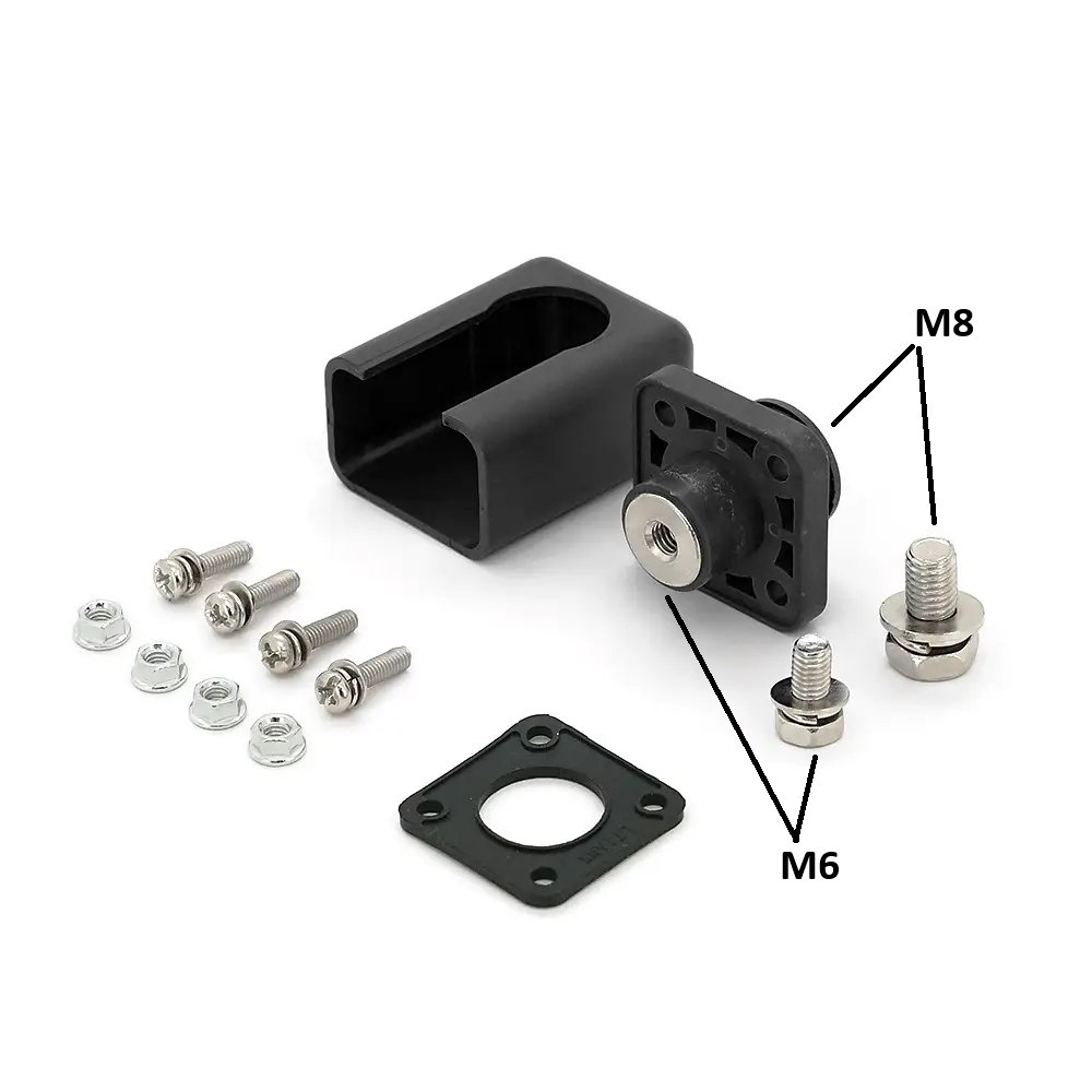 Клема 200А М8-M6 прохідна корпусна високострумова для акумуляторів lifepo4 із кришкою чорна, фото 1