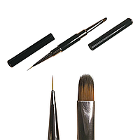 Пензлик двосторонній для манікюру 2 в 1 лайнер-овал #8