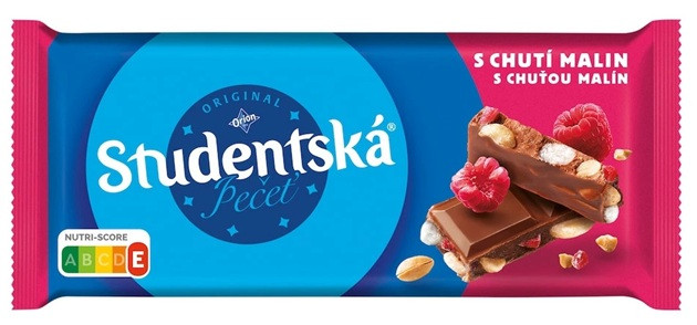Шоколад Молочний Studentska Pecet з малиною, арахісом і шматочками мармеладу 180 г Чехія (опт 5 шт), фото 1
