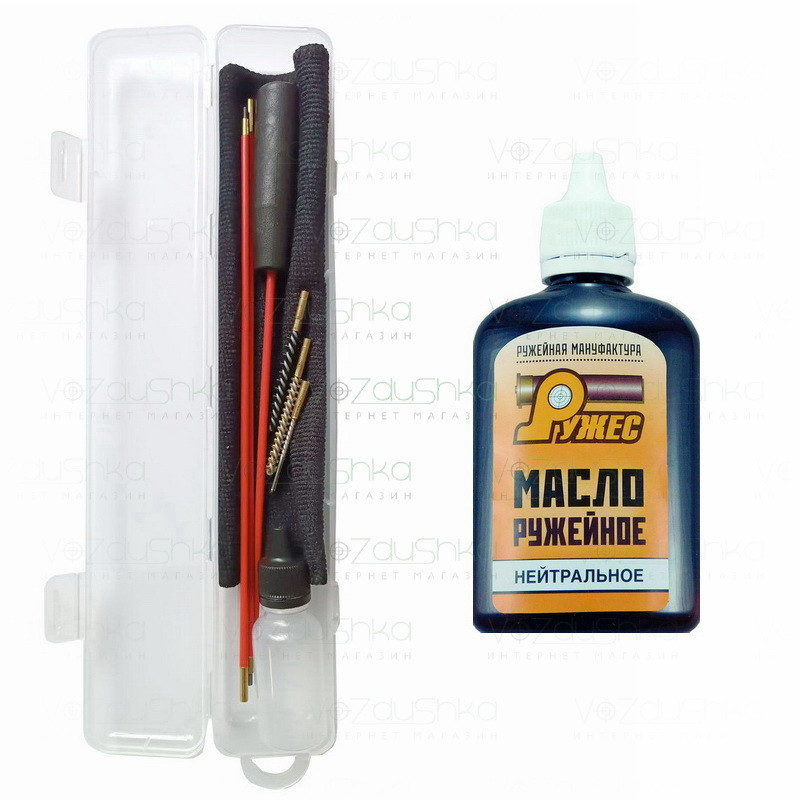 Набір для чищення 4,5 мм (шомпол в оплетке 2 йоржа та вішер в пеналі) + нейтральне мастило Ружес