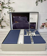 Комплект постільної білизни з ефектом Гофре (Жатка) 200*220 TM Romeo Home Aura колір синій