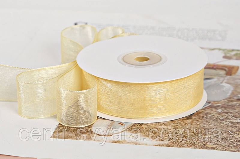 Стрічка органза з кантом 2,5 см (46 м) Айворі