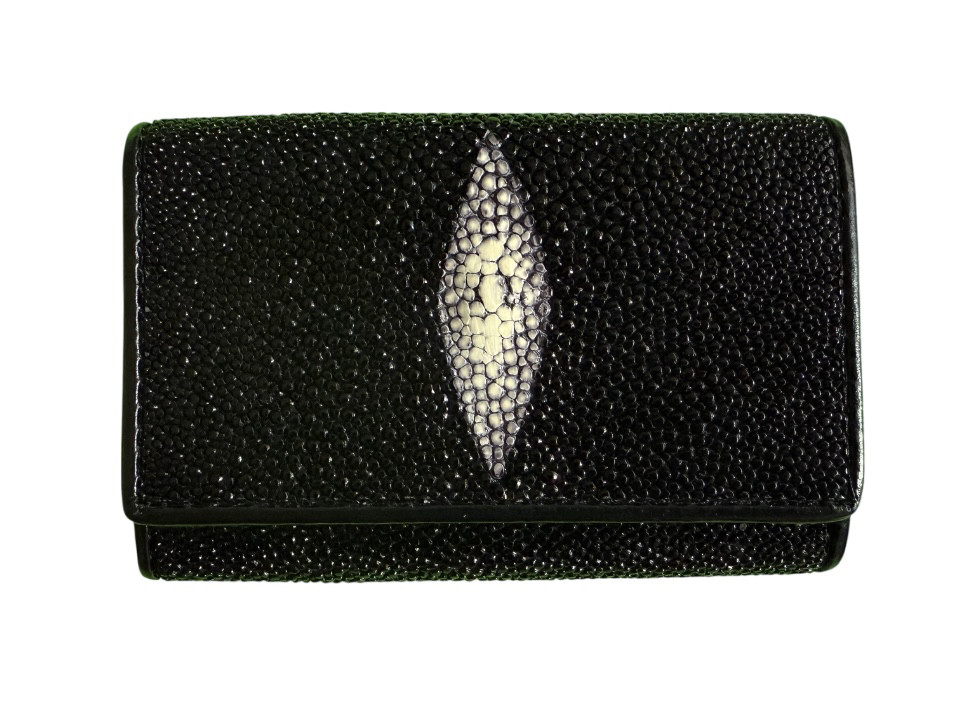 Ключниця жіноча із натуральної шкіри ската чорна маленька Ekzotic Leather (stk02)