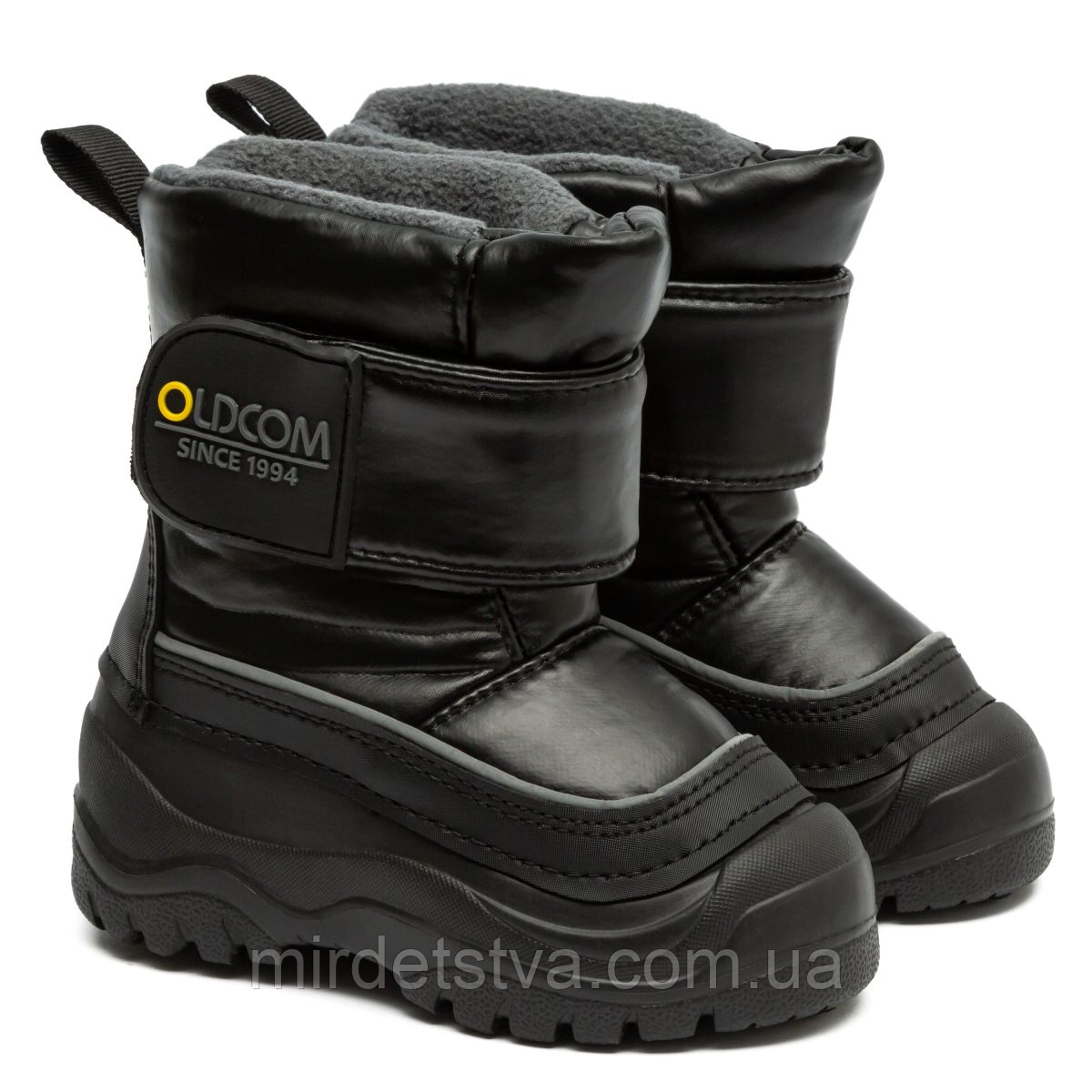 Зимові дитячі чоботи дутики для хлопчика Олдком Oldcom Fluffy чорні розмір 22-29, фото 1