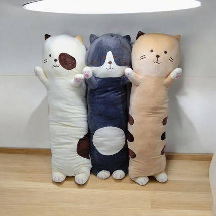 Мʼяка іграшка-обіймашка "Кіт Батон", 90 см (молочний), фото 2