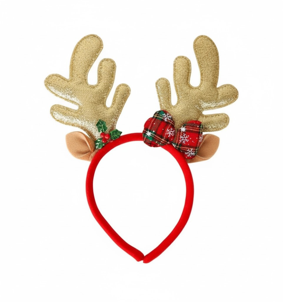 Обруч Новорічний Роги оленя золоті, 24 х 21 см, фото 1