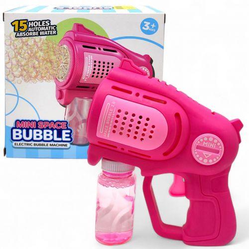 Пістолет з мильними бульбашками рожевий (на батарейках)