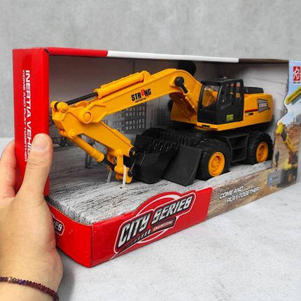 Екскаватор інерційний, озвучений, зі світлом, в коробці (35,5*17,7*12,5 см), фото 2