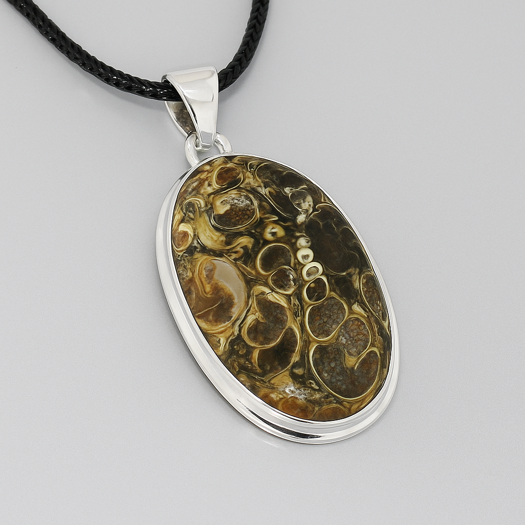 Черепахова яшма (Turtella Jasper) срібний кулон, 0219ПЯ, фото 1