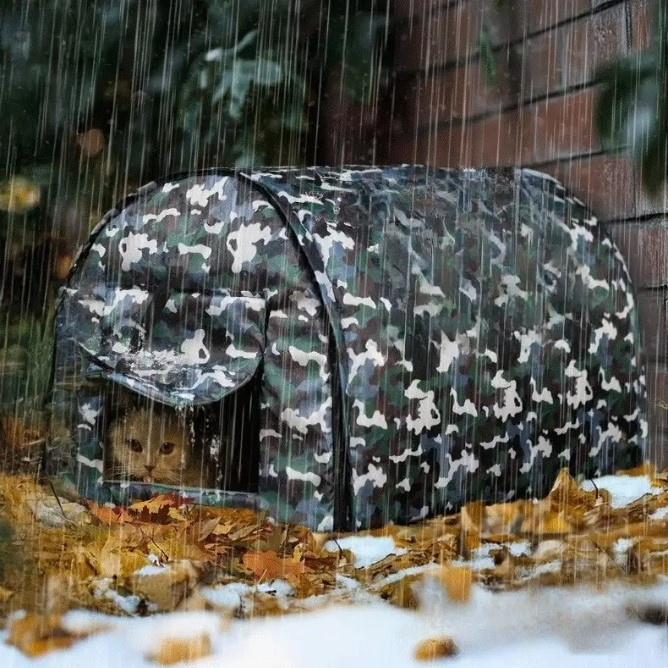 Термодім для котів і собак | Тепле вуличне укриття, зимовий водонепроникний будиночок, утеплений притулок для тварин XL 60х45х40см