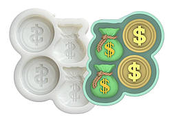 Силіконовий Молд для шоколаду, карамелі та ін. "Мішочки грошей + $$$"