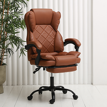 Комп'ютерне крісло до 150 кг DEXON PRIME з екошкіри зручне посилене офісне крісло керівника директора для кабінету офісу будинку К