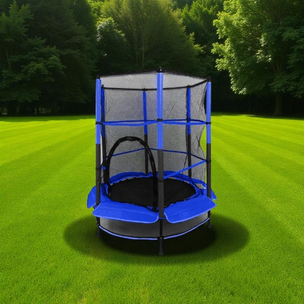 Батут дитячий розбірний із захисною сіткою та м'якою обшивкою Синій, фото 1