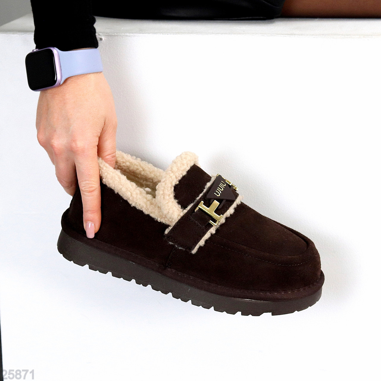 Модні теплі уггі автоледі натуральна замша колір Шоколад, фото 1