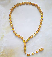 Чотки 33 намистини 100% натуральний бурштин (не пресс не плавка) олива 12*8 мм вага 18г