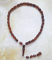 Чотки 33 намистини 100% натуральний бурштин (не прес-плавка) бочечка 12*8 мм вага 22,5г